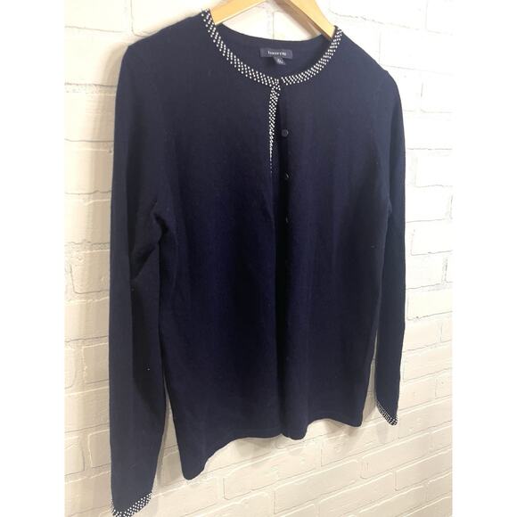 Lands End Sweater Womens Medium Blue 100% Cashmere Cardigan Speckle Sweater - Picture 1 of 11